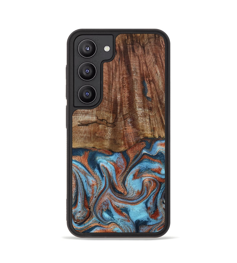 Galaxy S23 Wood Phone Case - Jordon (Teal & Gold, 801023)
