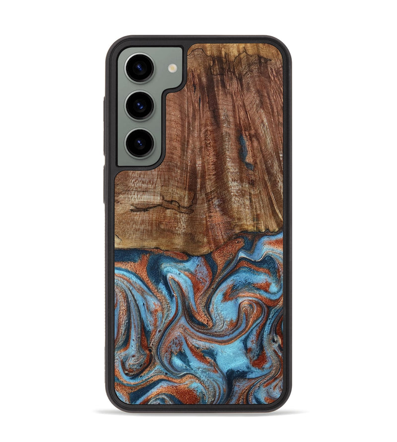 Galaxy S23 Plus Wood Phone Case - Jordon (Teal & Gold, 801023)