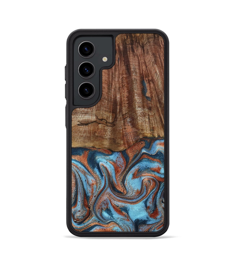 Galaxy S24 Wood Phone Case - Jordon (Teal & Gold, 801023)