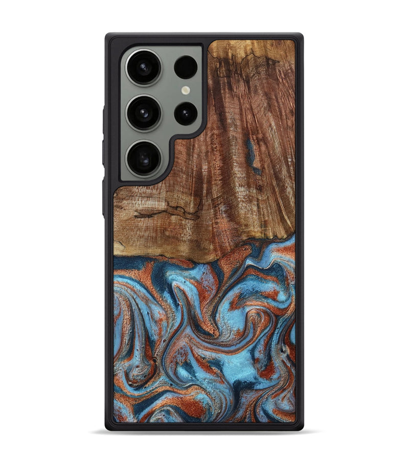 Galaxy S24 Ultra Wood Phone Case - Jordon (Teal & Gold, 801023)
