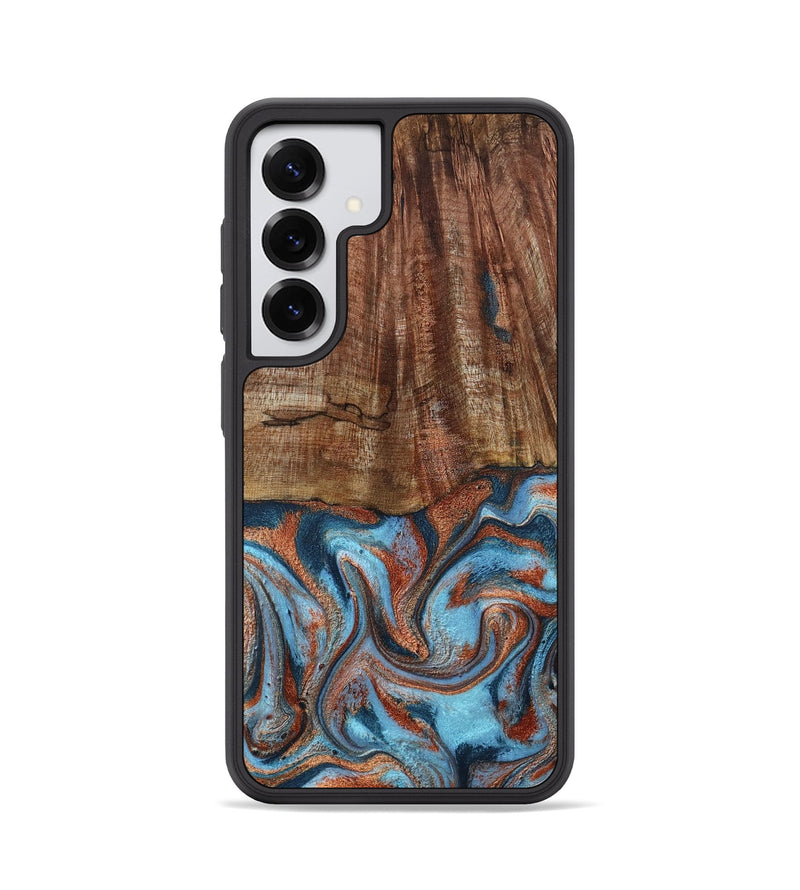 Galaxy S25 Wood Phone Case - Jordon (Teal & Gold, 801023)
