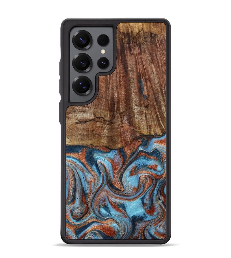 Galaxy S25 Ultra Wood Phone Case - Jordon (Teal & Gold, 801023)