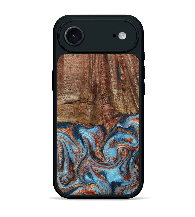iPhone 17 Air Wood Phone Case - Jordon (Teal & Gold, 801023)