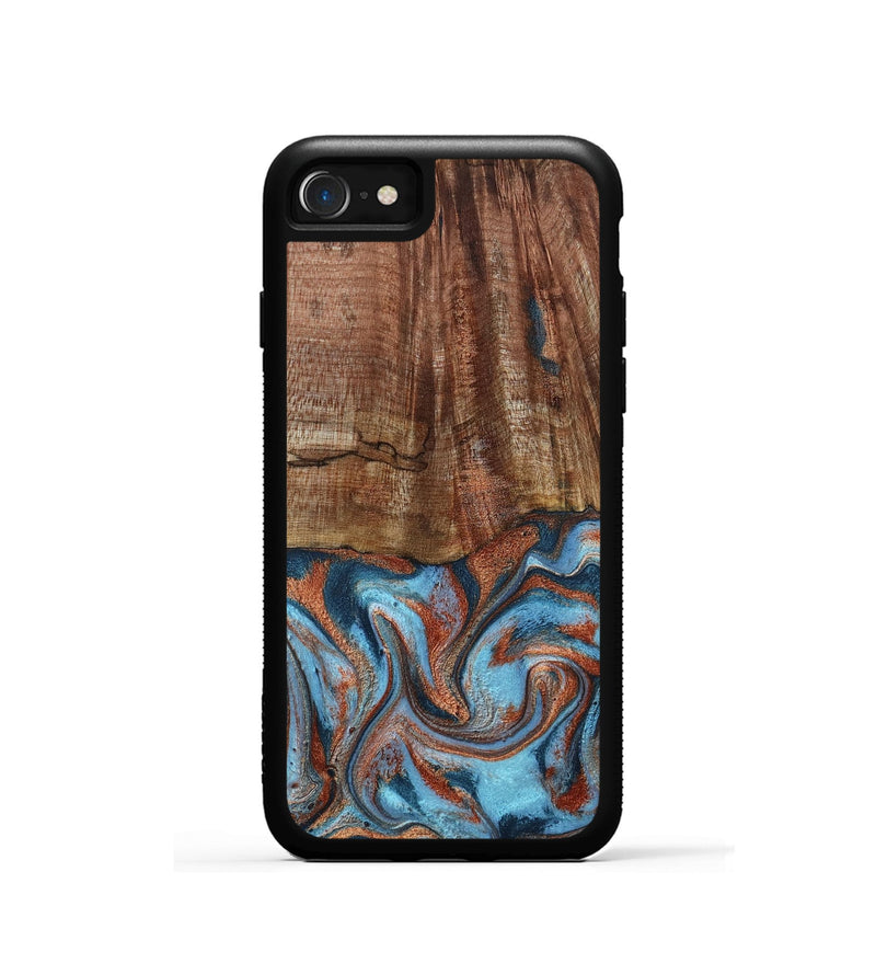 iPhone SE Wood Phone Case - Jordon (Teal & Gold, 801023)