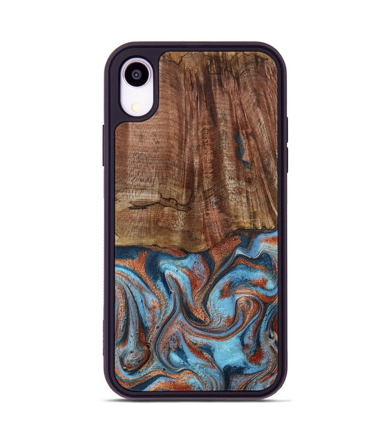 iPhone Xr Wood Phone Case - Jordon (Teal & Gold, 801023)