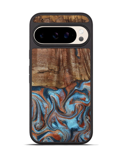 Pixel 10 Wood Phone Case - Jordon (Teal & Gold, 801023)