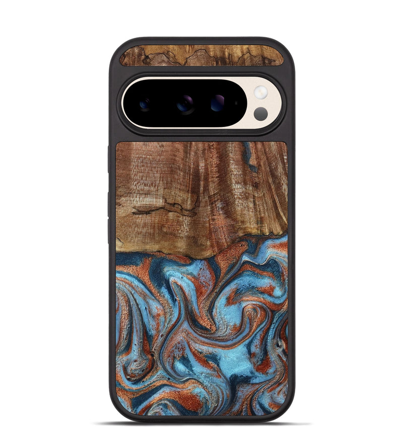 Pixel 10 Wood Phone Case - Jordon (Teal & Gold, 801023)