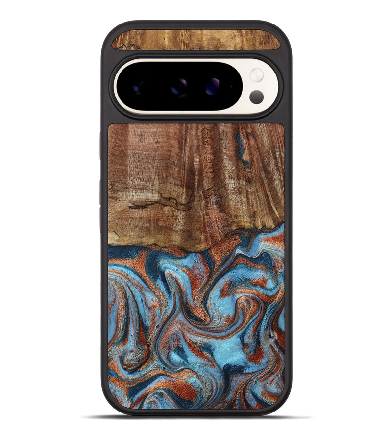 Pixel 10 Pro XL Wood Phone Case - Jordon (Teal & Gold, 801023)