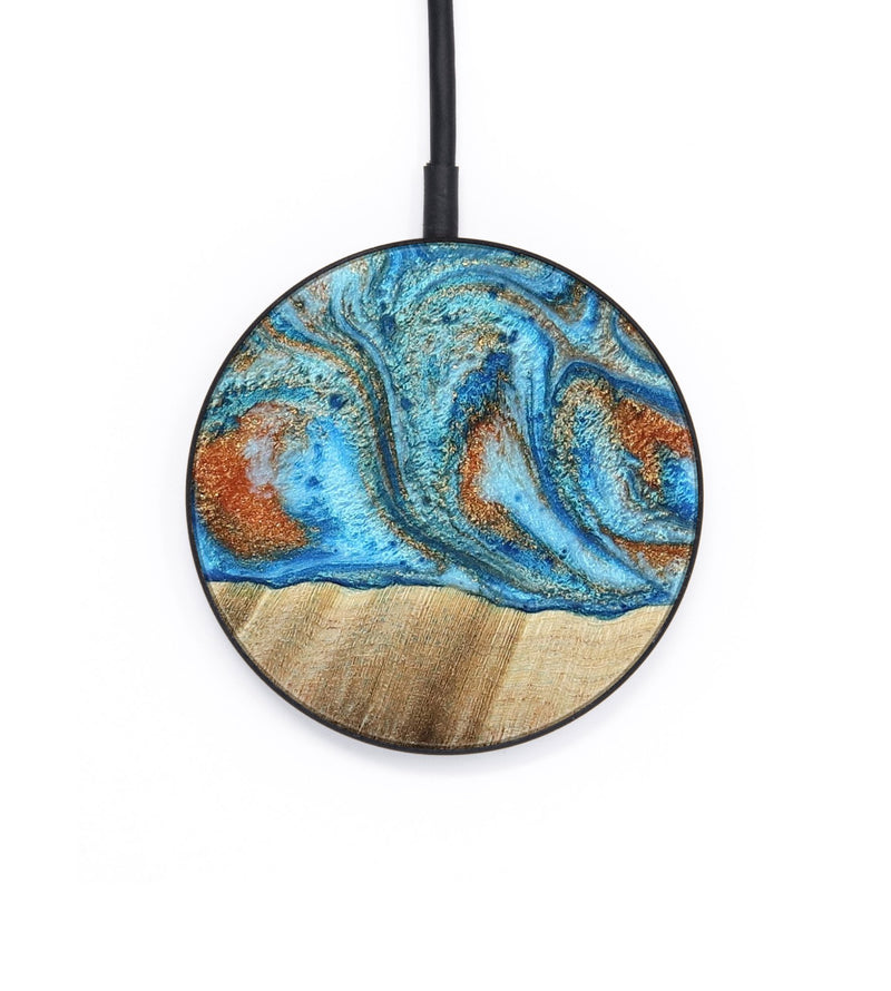 Circle Wood Wireless Charger - Gregg (Teal & Gold, 801025)