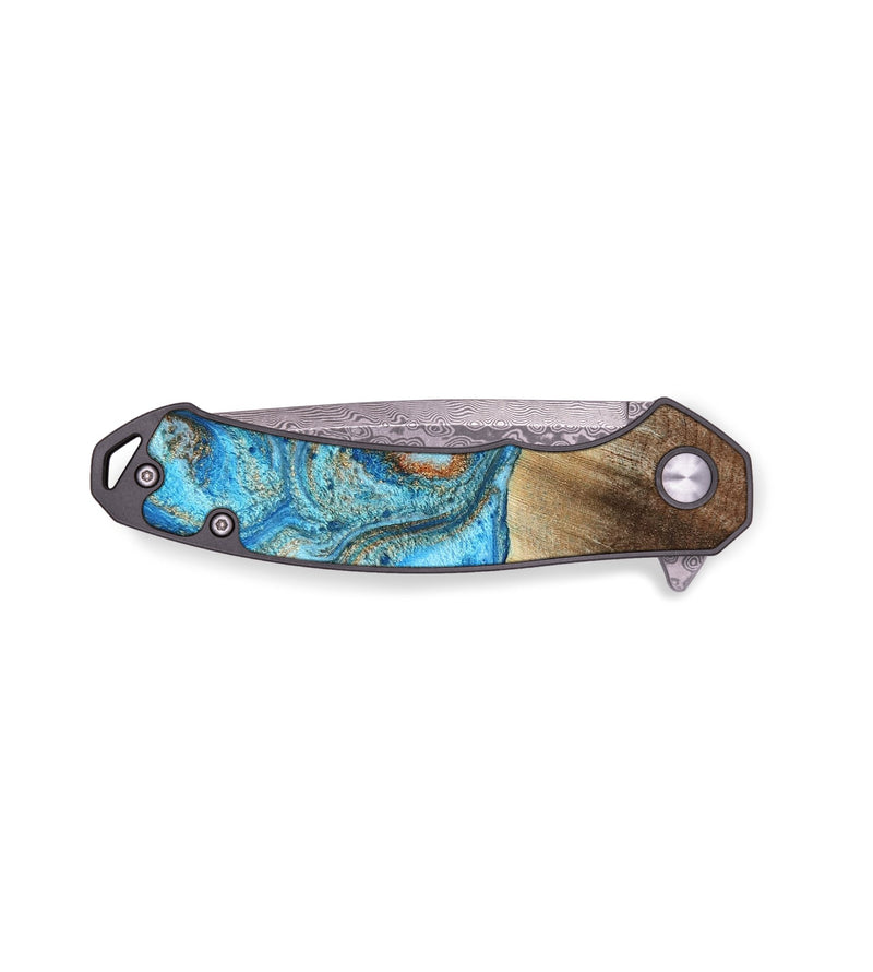 EDC Wood Pocket Knife - Gregg (Teal & Gold, 801025)