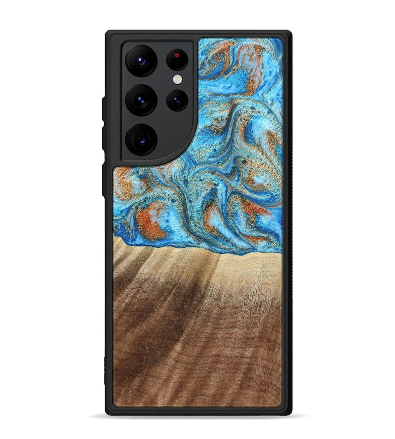 Galaxy S22 Ultra Wood Phone Case - Gregg (Teal & Gold, 801025)