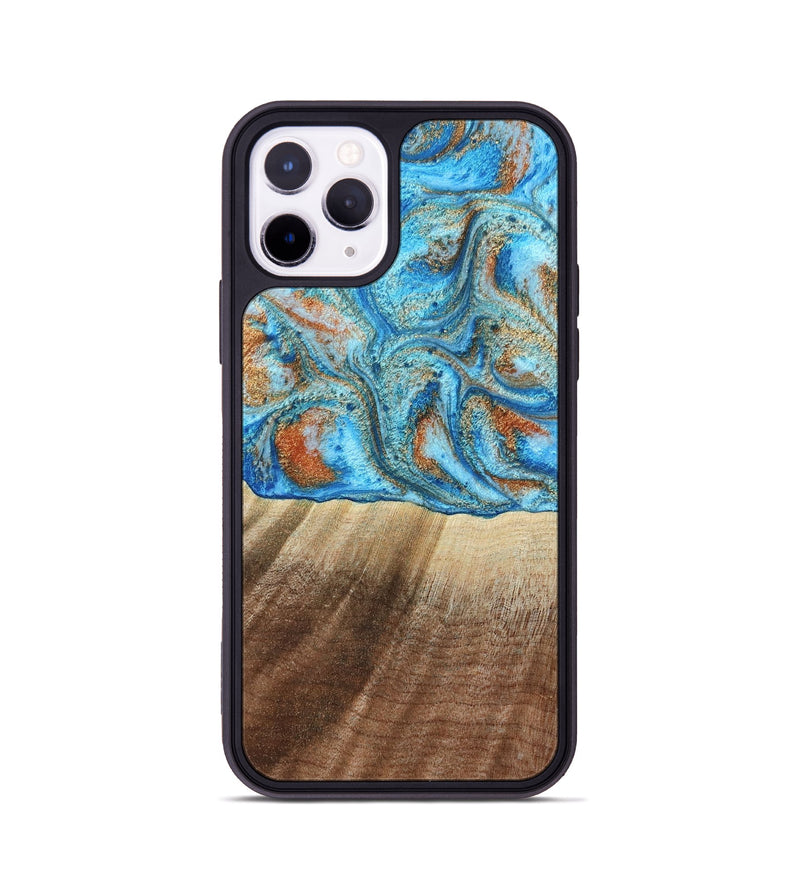 iPhone 11 Pro Wood Phone Case - Gregg (Teal & Gold, 801025)