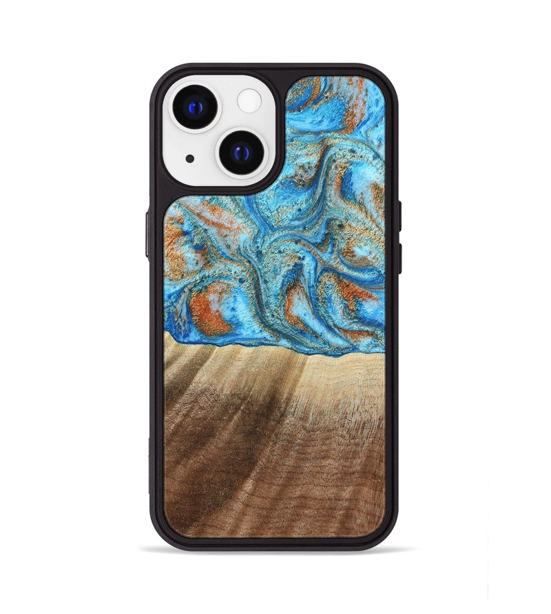 iPhone 13 Wood Phone Case - Gregg (Teal & Gold, 801025)