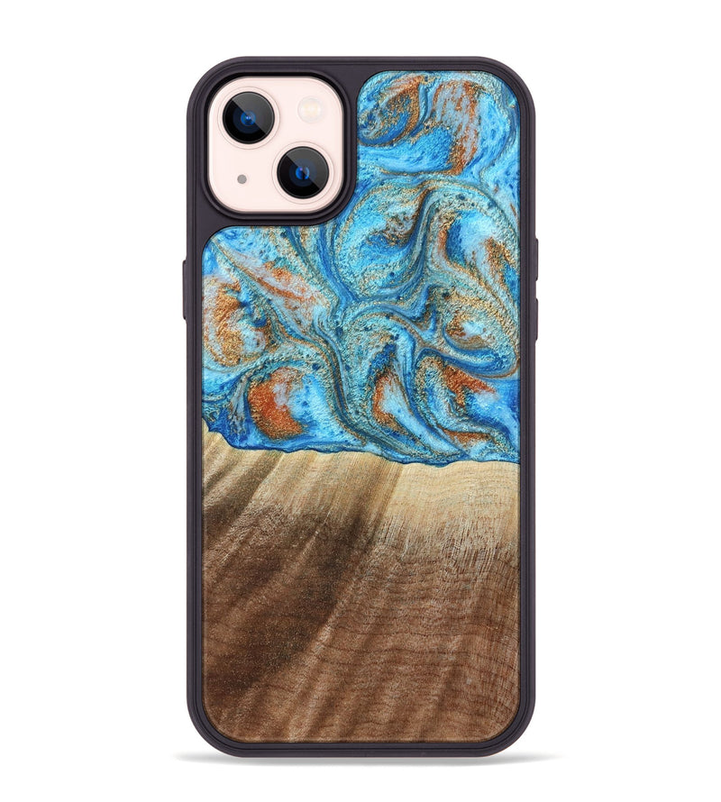 iPhone 14 Plus Wood Phone Case - Gregg (Teal & Gold, 801025)