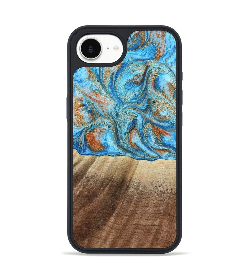 iPhone 16e Wood Phone Case - Gregg (Teal & Gold, 801025)