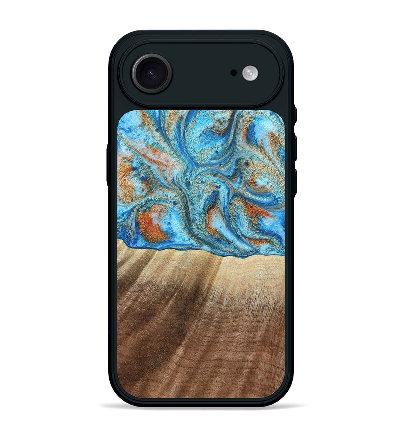 iPhone 17 Air Wood Phone Case - Gregg (Teal & Gold, 801025)