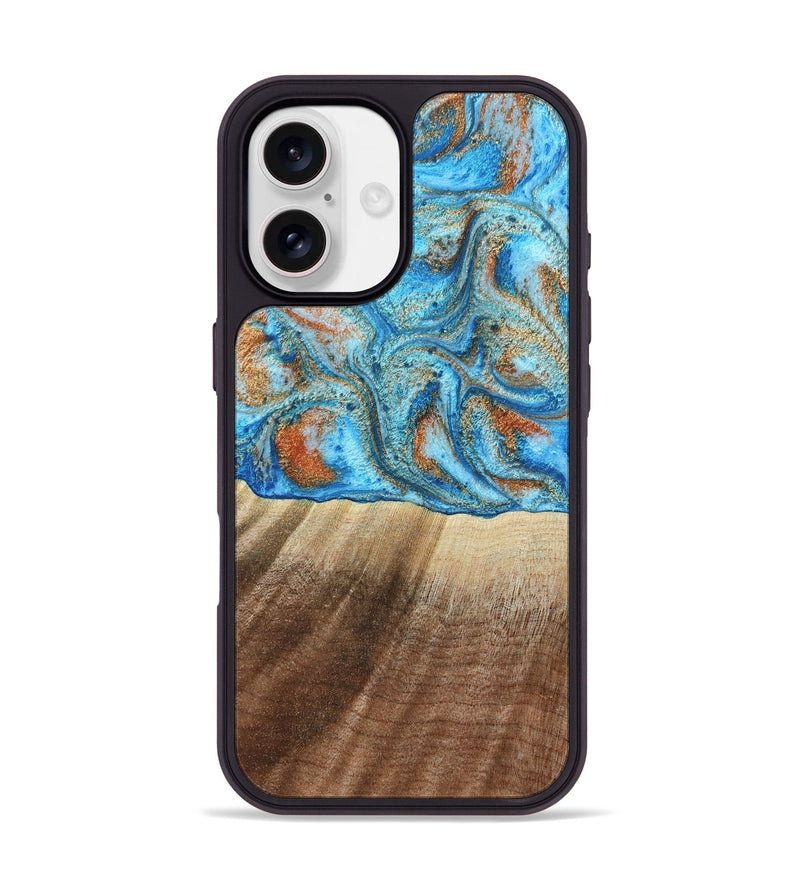 iPhone 17 Wood Phone Case - Gregg (Teal & Gold, 801025)