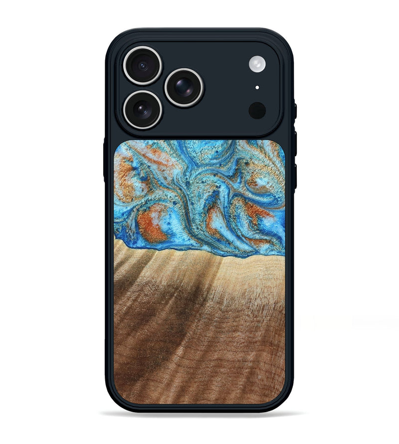 iPhone 17 Pro Max Wood Phone Case - Gregg (Teal & Gold, 801025)