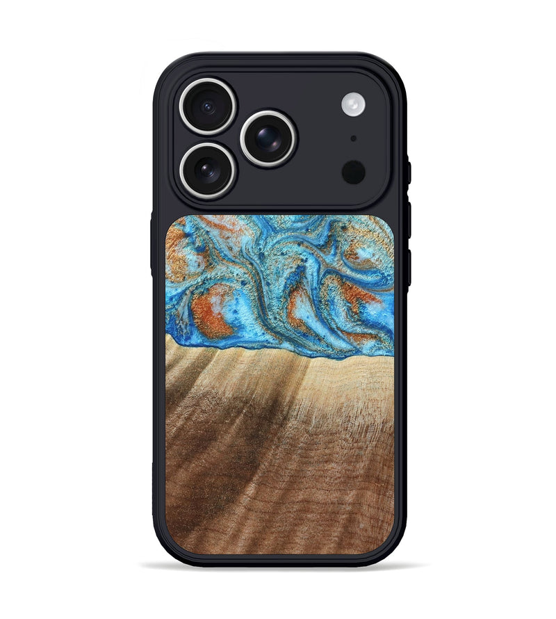iPhone 17 Pro Wood Phone Case - Gregg (Teal & Gold, 801025)