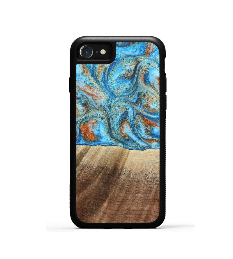 iPhone SE Wood Phone Case - Gregg (Teal & Gold, 801025)