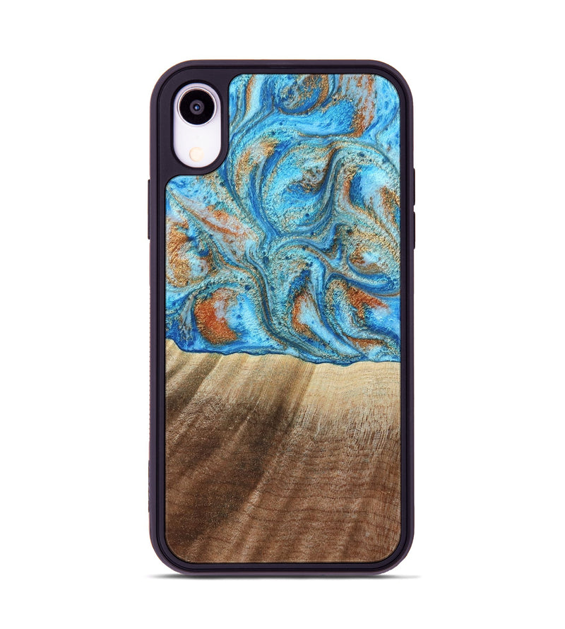 iPhone Xr Wood Phone Case - Gregg (Teal & Gold, 801025)