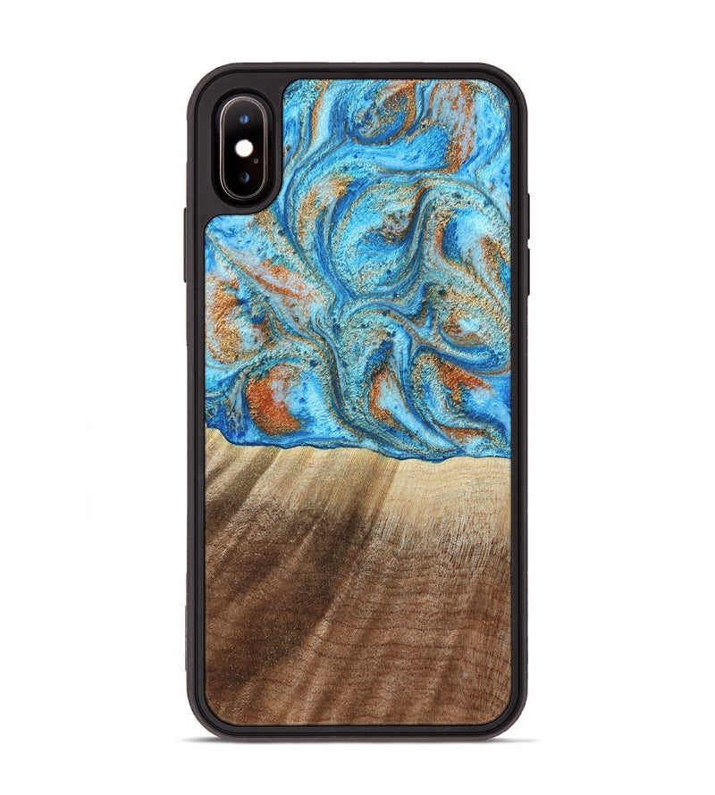 iPhone Xs Max Wood Phone Case - Gregg (Teal & Gold, 801025)