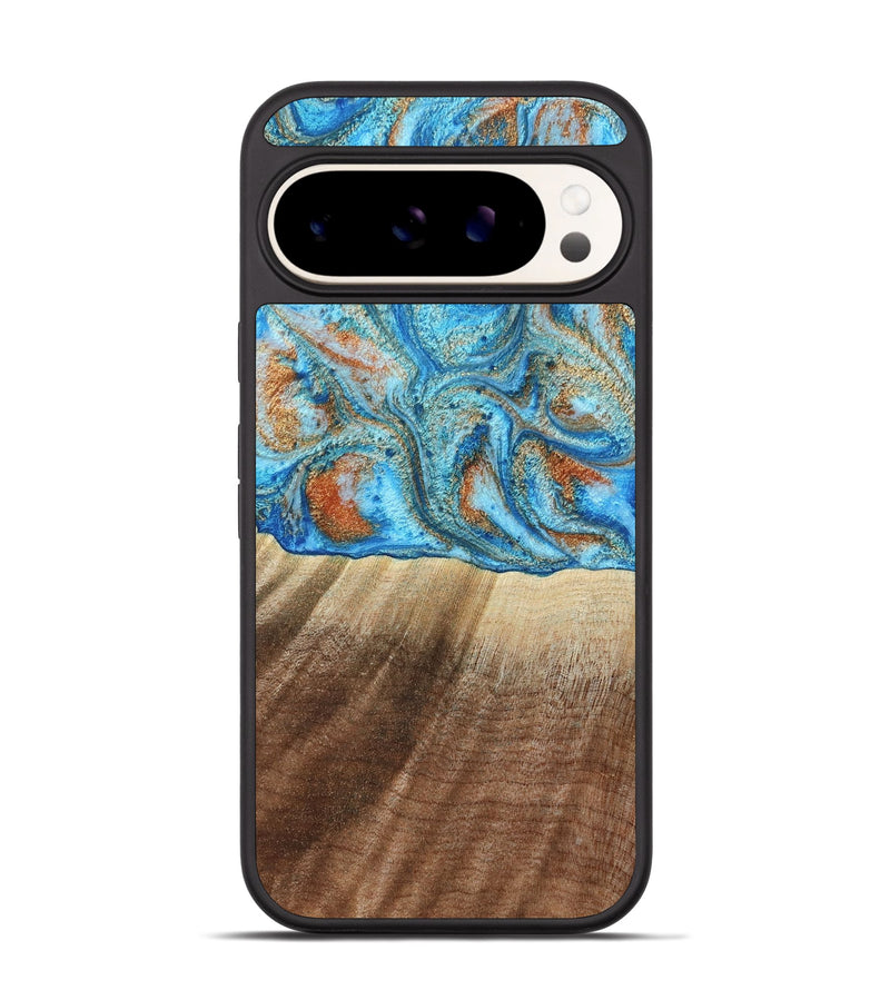 Pixel 9 Pro Wood Phone Case - Gregg (Teal & Gold, 801025)