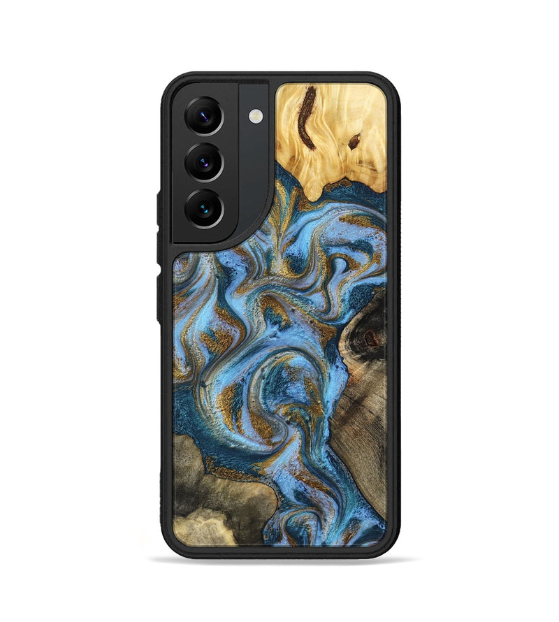 Galaxy S22 Wood Phone Case - Shannon (Teal & Gold, 801026)