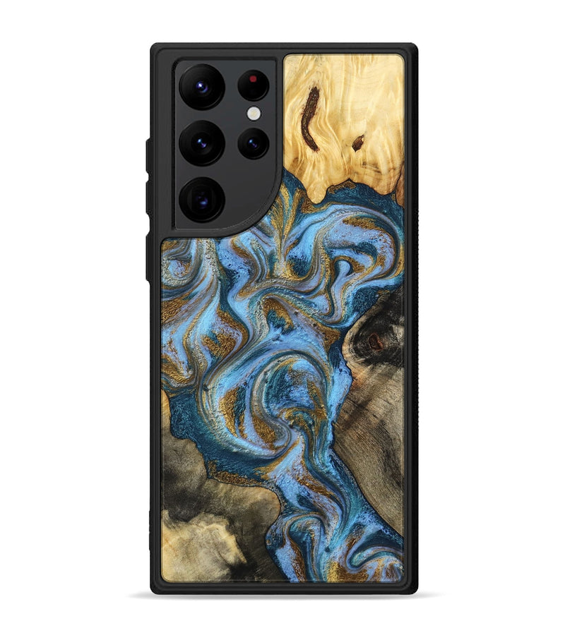 Galaxy S22 Ultra Wood Phone Case - Shannon (Teal & Gold, 801026)