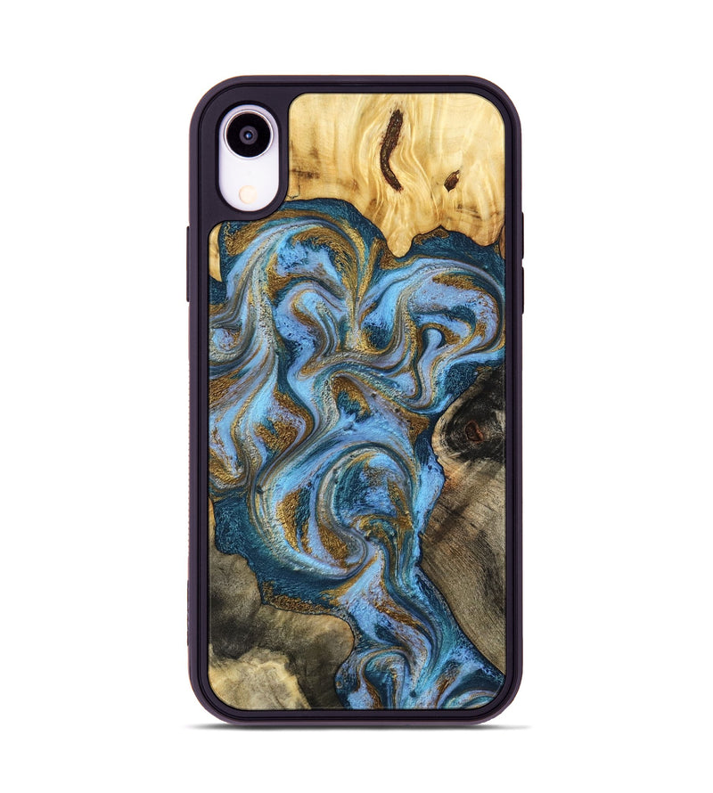 iPhone Xr Wood Phone Case - Shannon (Teal & Gold, 801026)