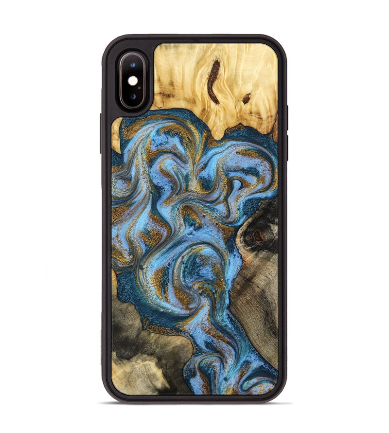 iPhone Xs Max Wood Phone Case - Shannon (Teal & Gold, 801026)