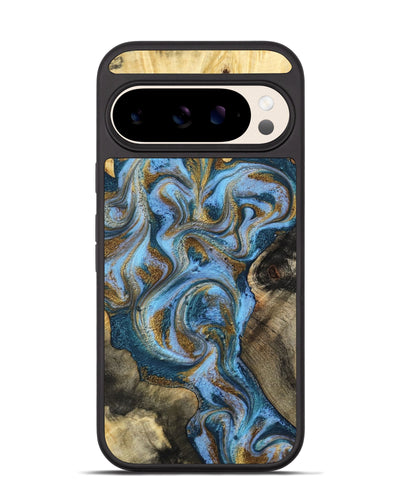 Pixel 10 Wood Phone Case - Shannon (Teal & Gold, 801026)