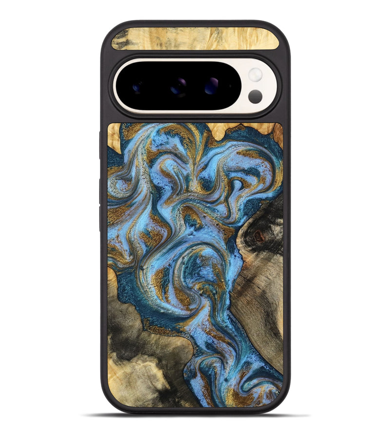 Pixel 9 Pro XL Wood Phone Case - Shannon (Teal & Gold, 801026)