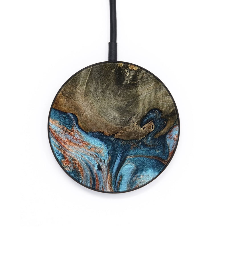 Circle Wood Wireless Charger - Enoch (Teal & Gold, 801027)