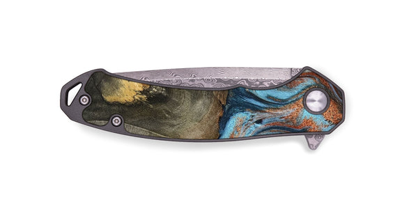 EDC Wood Pocket Knife - Enoch (Teal & Gold, 801027)