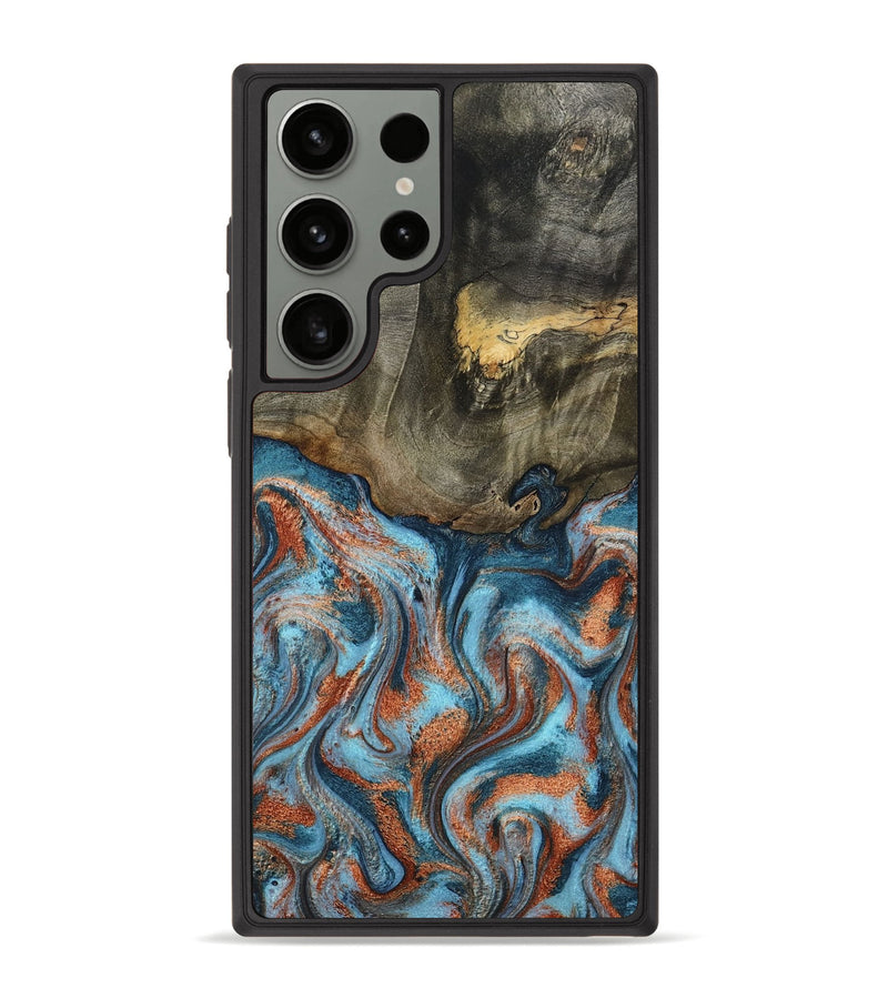 Galaxy S23 Ultra Wood Phone Case - Enoch (Teal & Gold, 801027)