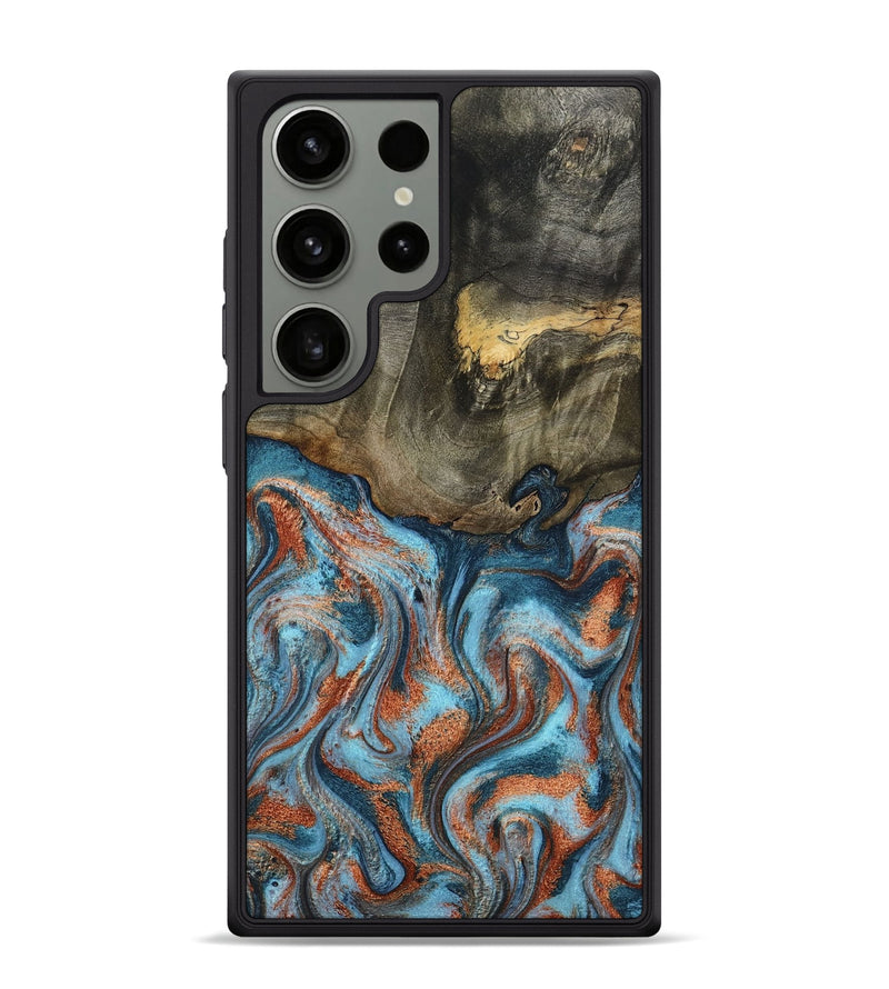 Galaxy S24 Ultra Wood Phone Case - Enoch (Teal & Gold, 801027)