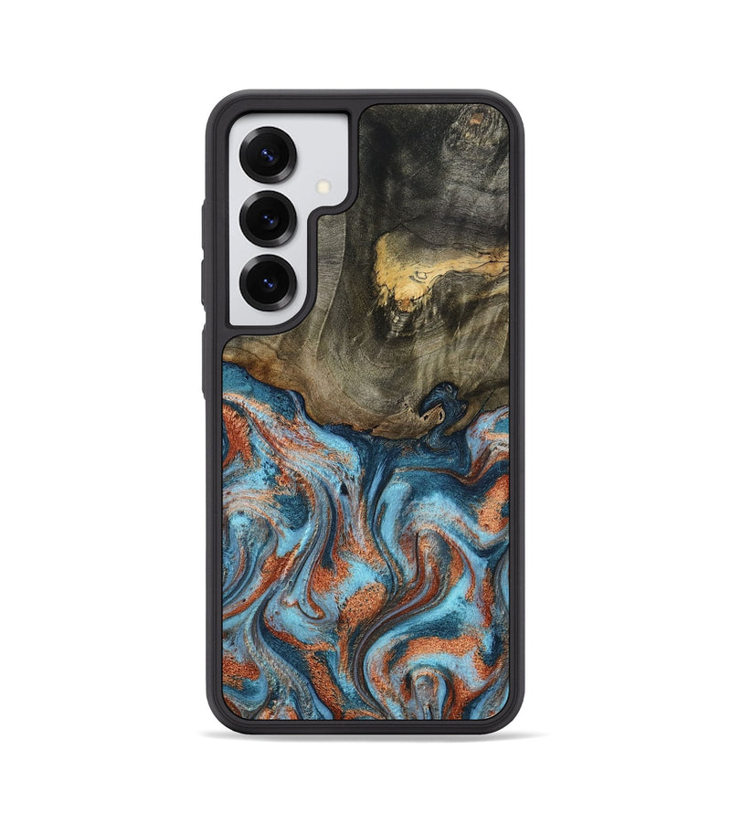 Galaxy S25 Wood Phone Case - Enoch (Teal & Gold, 801027)