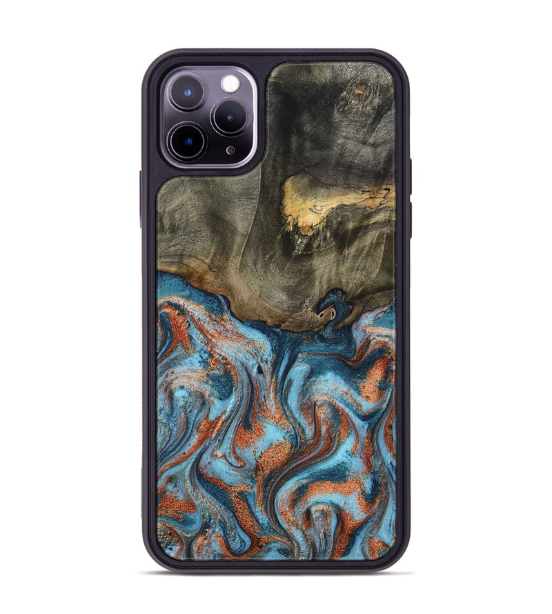 iPhone 11 Pro Max Wood Phone Case - Enoch (Teal & Gold, 801027)