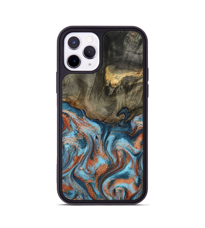 iPhone 11 Pro Wood Phone Case - Enoch (Teal & Gold, 801027)