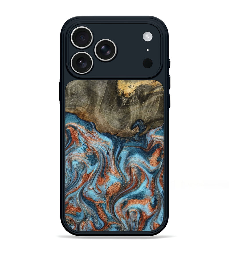 iPhone 17 Pro Max Wood Phone Case - Enoch (Teal & Gold, 801027)