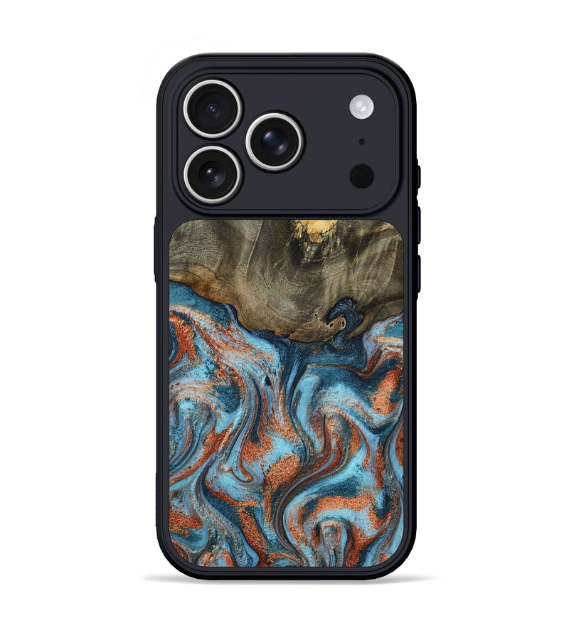 iPhone 17 Pro Wood Phone Case - Enoch (Teal & Gold, 801027)