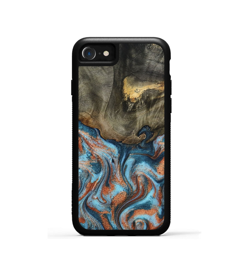 iPhone SE Wood Phone Case - Enoch (Teal & Gold, 801027)