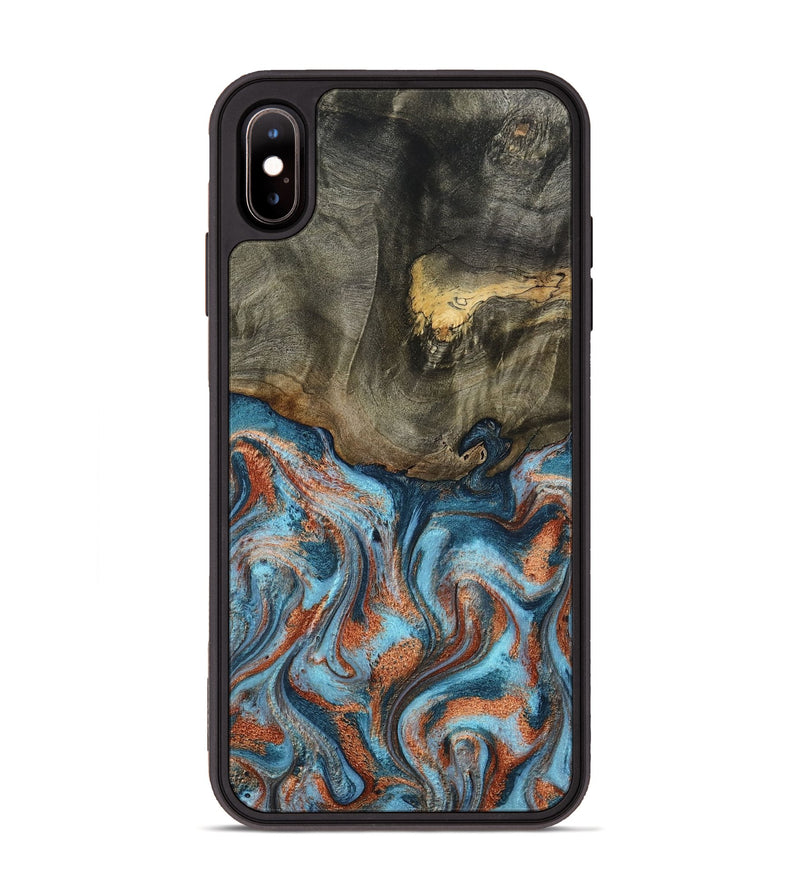 iPhone Xs Max Wood Phone Case - Enoch (Teal & Gold, 801027)