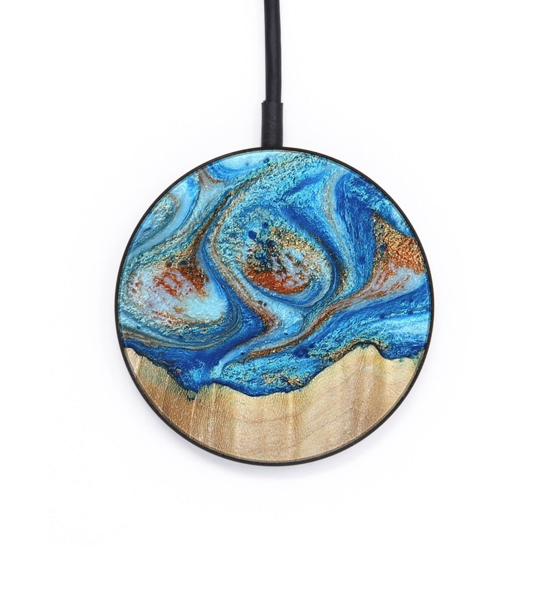 Circle Wood Wireless Charger - Tyree (Teal & Gold, 801028)