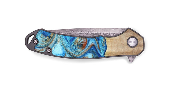 EDC Wood Pocket Knife - Tyree (Teal & Gold, 801028)