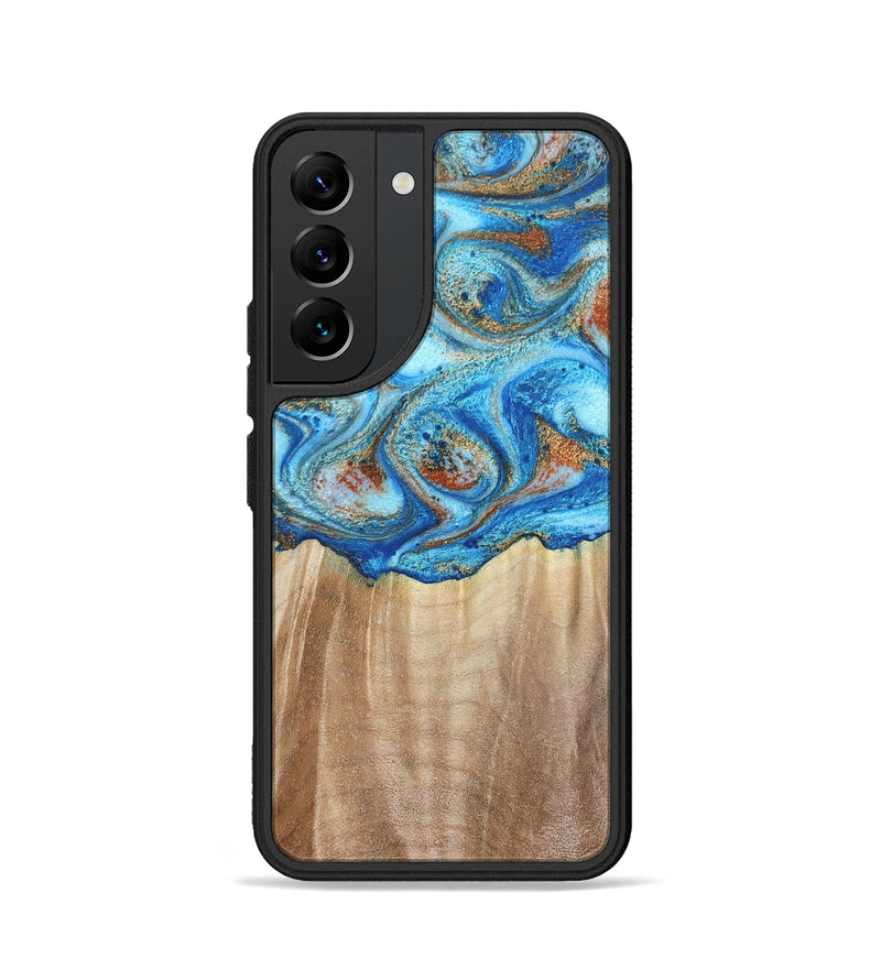 Galaxy S22 Wood Phone Case - Tyree (Teal & Gold, 801028)