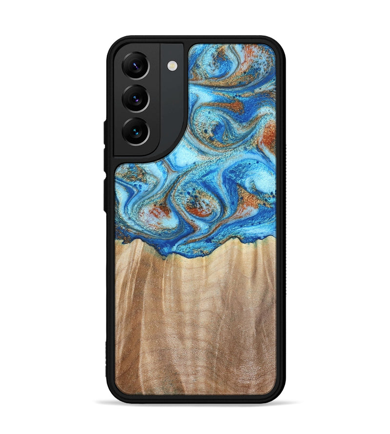 Galaxy S22 Plus Wood Phone Case - Tyree (Teal & Gold, 801028)