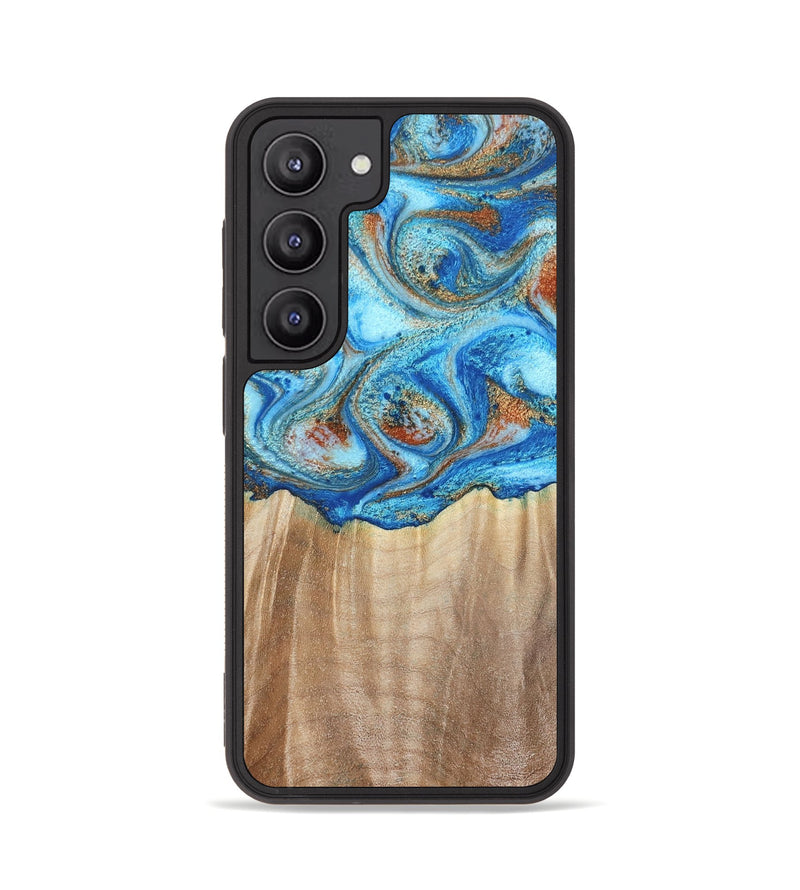 Galaxy S23 Wood Phone Case - Tyree (Teal & Gold, 801028)