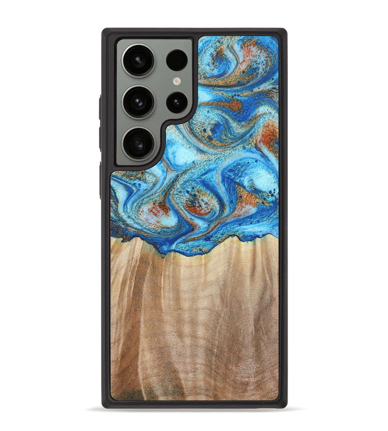 Galaxy S23 Ultra Wood Phone Case - Tyree (Teal & Gold, 801028)